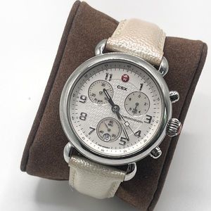 Michele Leather Strap Watch